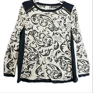 Chico's paisley sweater 3 black and white